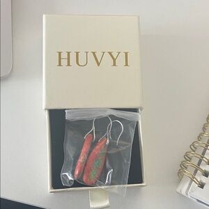 NEW HUVYI Blue and Orange Earrings